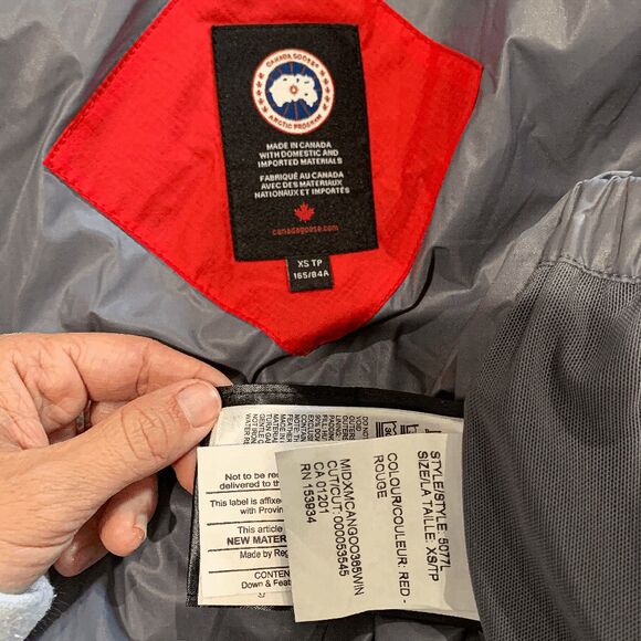 Canada Goose Allston Red Packable Hooded Puffer Jacket XS Mid Length Coat - Picture 13 of 13
